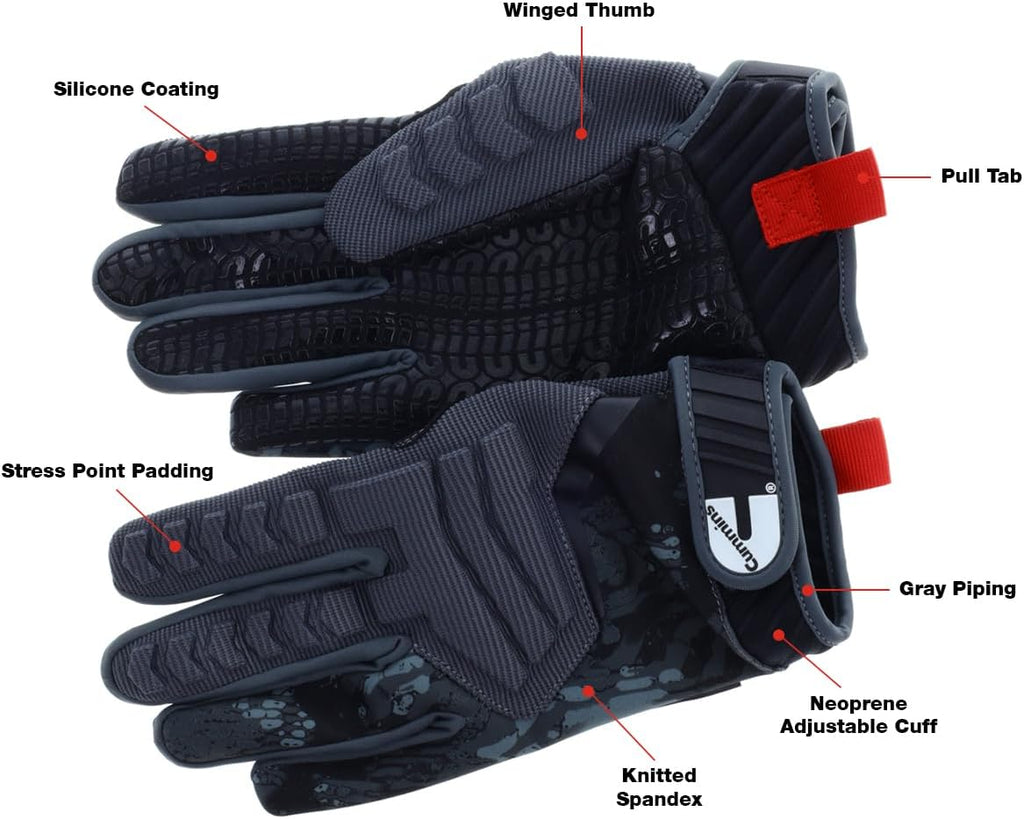 Cummins Pro Mechanic Glove - Professional Tool Grip Mechanics Work Gloves for Men Women with Impact Protection, XL, Black and Gray