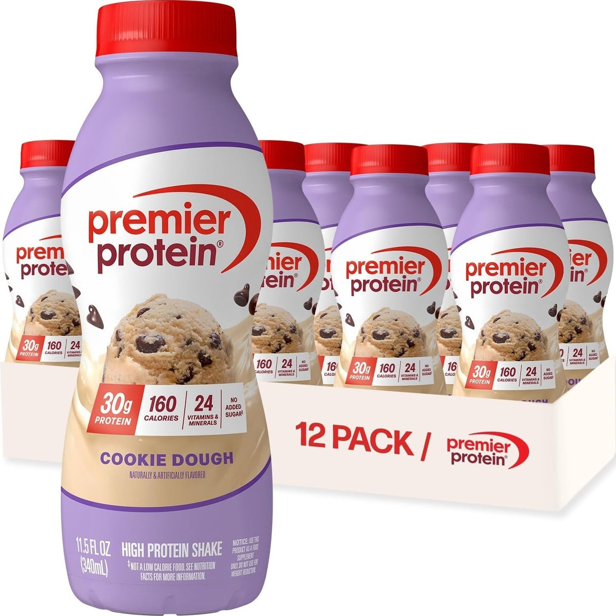 Premier Protein 30g High Protein Shake, Chocolate, 12 Pack Bottles, Vegetarian
