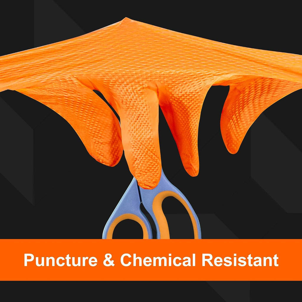 GLOVEWORKS Nitrile Gloves Disposable Orange 8 mil | Heavy Duty Gloves for Mechanics Shops, Industrial, Business & Home Use, Bulk Purchasing Options, Rubber Alternative