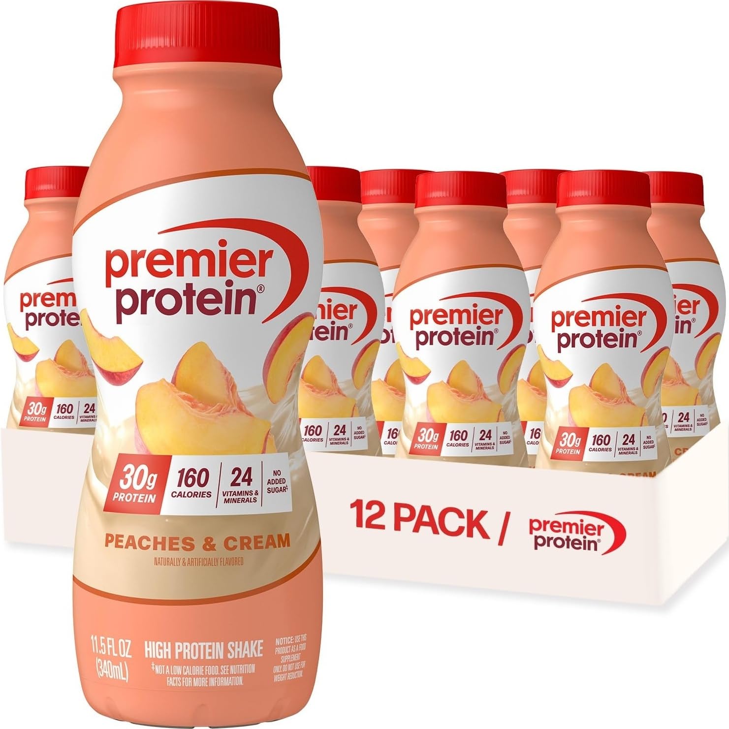 Premier Protein 30g High Protein Shake, Chocolate, 12 Pack Bottles, Vegetarian