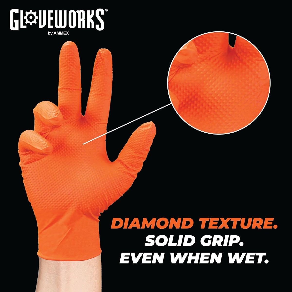 GLOVEWORKS Nitrile Gloves Disposable Orange 8 mil | Heavy Duty Gloves for Mechanics Shops, Industrial, Business & Home Use, Bulk Purchasing Options, Rubber Alternative