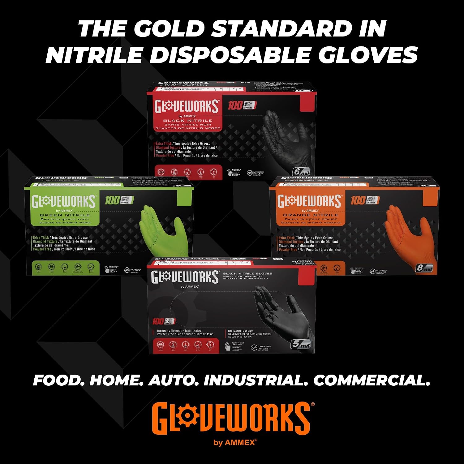 GLOVEWORKS Nitrile Gloves Disposable Orange 8 mil | Heavy Duty Gloves for Mechanics Shops, Industrial, Business & Home Use, Bulk Purchasing Options, Rubber Alternative