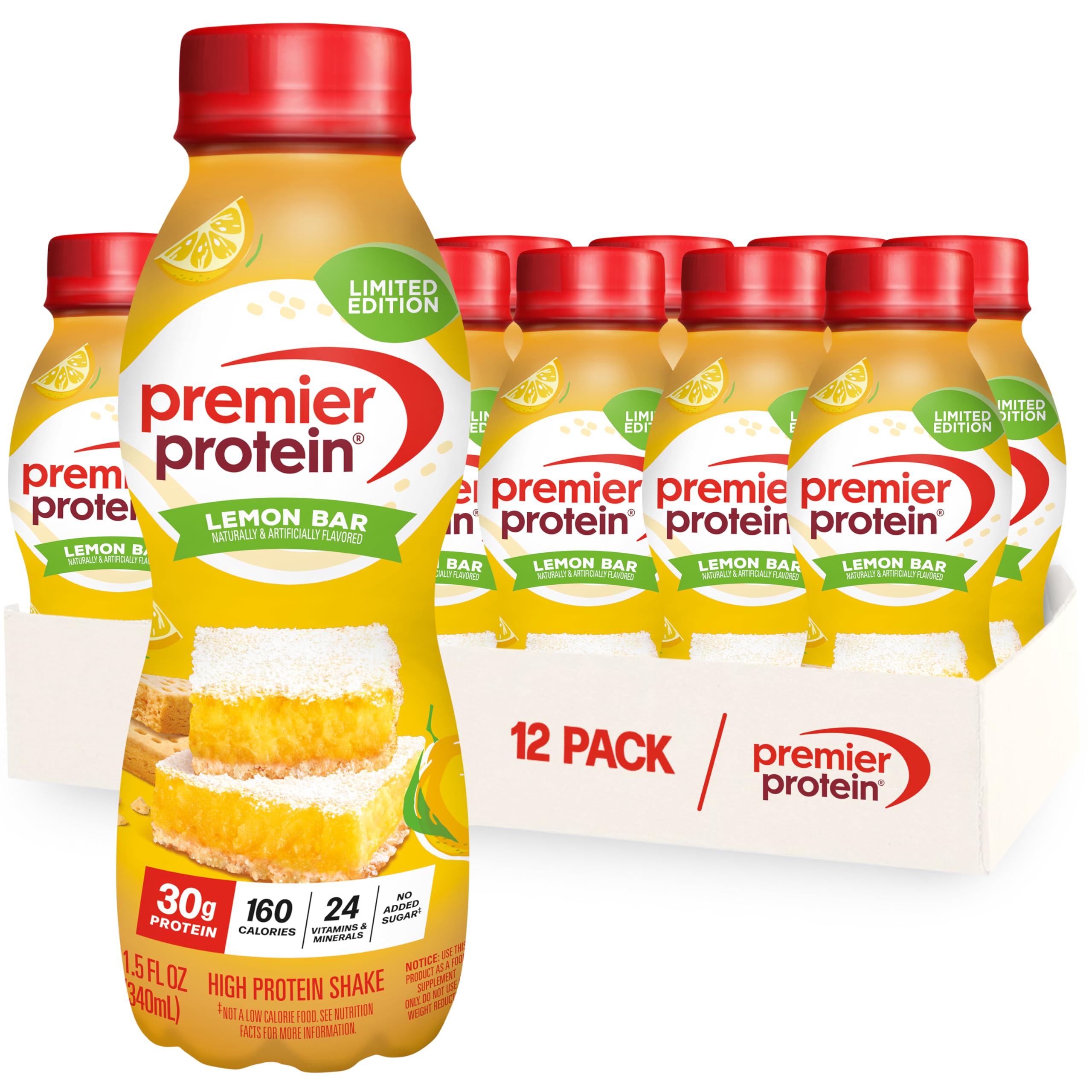 Premier Protein 30g High Protein Shake, Chocolate, 12 Pack Bottles, Vegetarian