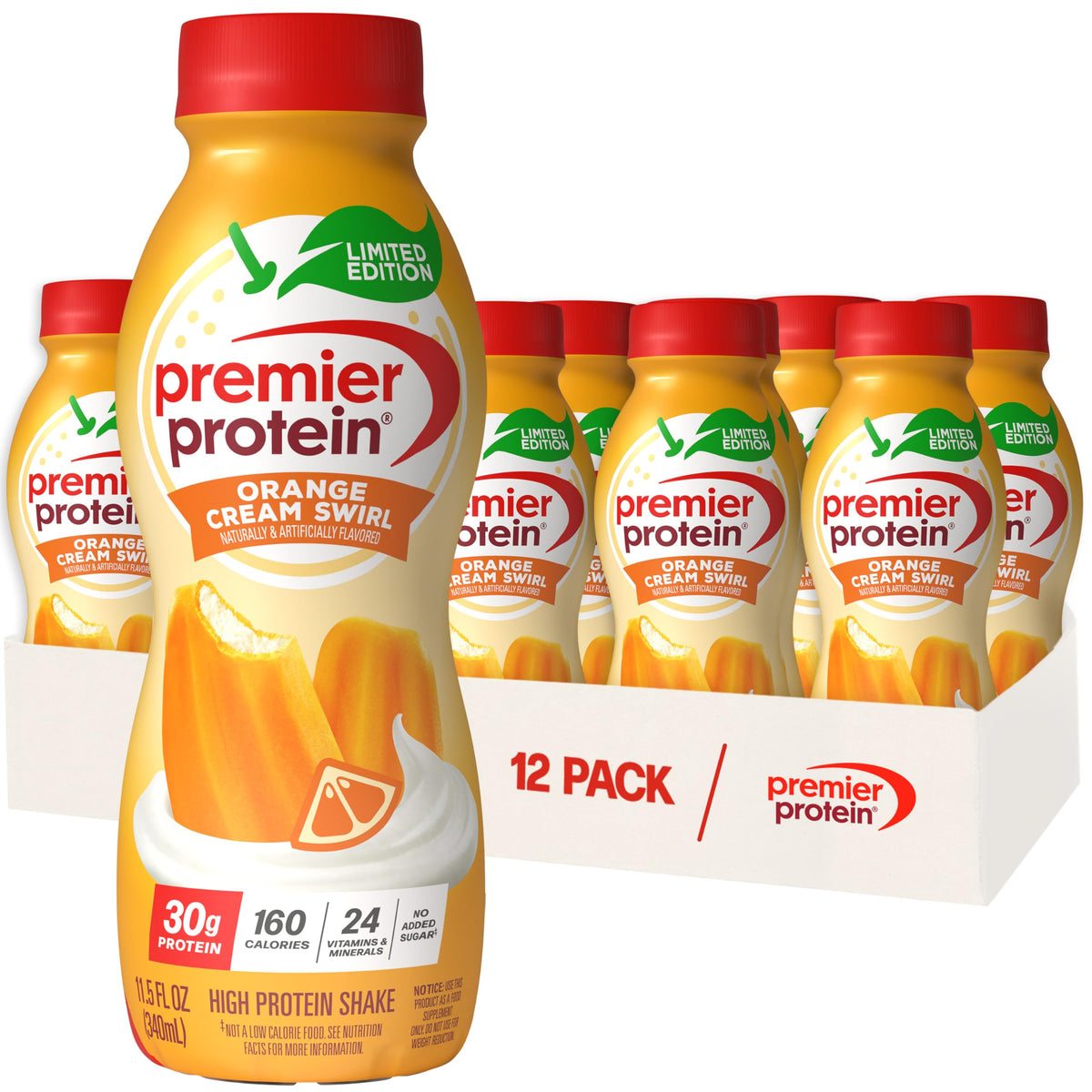Premier Protein 30g High Protein Shake, Chocolate, 12 Pack Bottles, Vegetarian