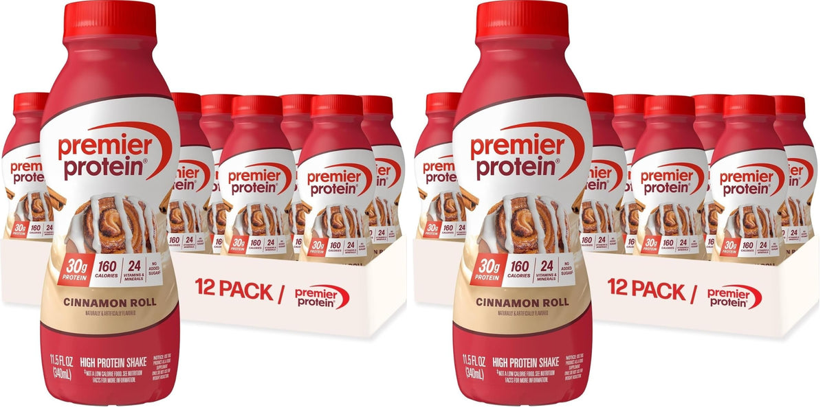 Premier Protein 30g High Protein Shake, Chocolate, 12 Pack Bottles, Vegetarian